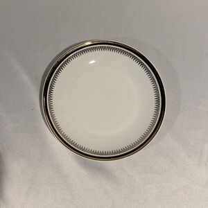 Chodziez Poland Porcelain Salad Plate Black Gold Band Filigree